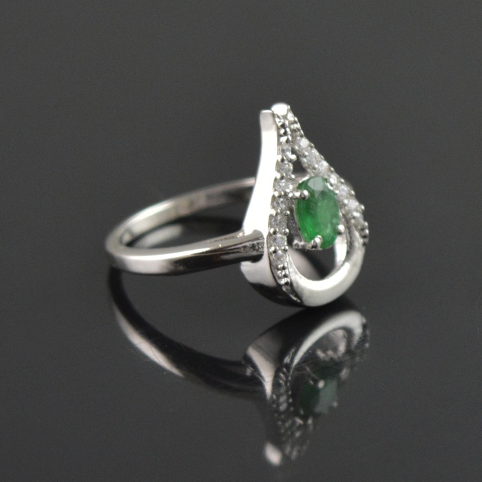 Natural Emerald, Zircon 925 Sterling Silver Ring Set | Save 33% - Rajasthan Living 10