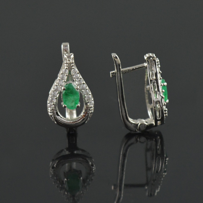 Natural Emerald, Zircon 925 Sterling Silver Ring Set | Save 33% - Rajasthan Living 6