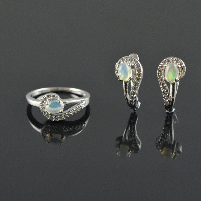 Natural Opal / Zircon 925 Sterling Silver Ring Set | Save 33% - Rajasthan Living 5