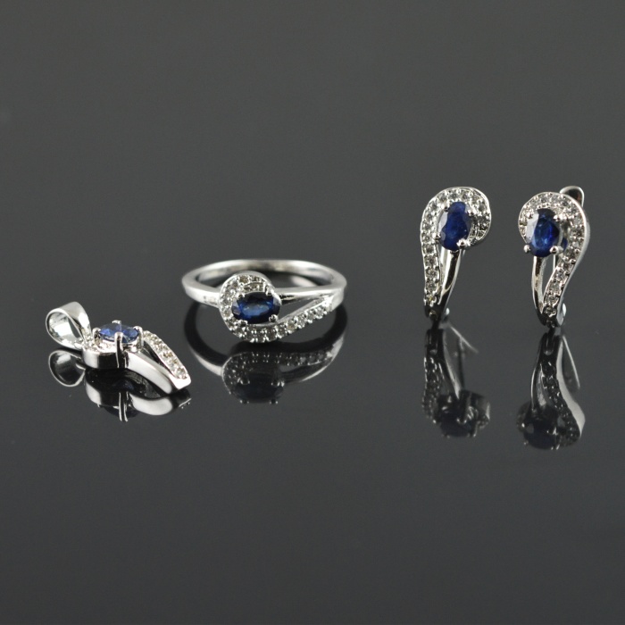 Natural Deffuse Sapphire/Zircon 925 Sterling Silver Ring Set | Save 33% - Rajasthan Living 5