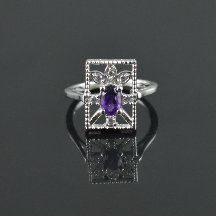 Natural Amethyst/Zircon 925 Sterling Silver Ring Set | Save 33% - Rajasthan Living 10