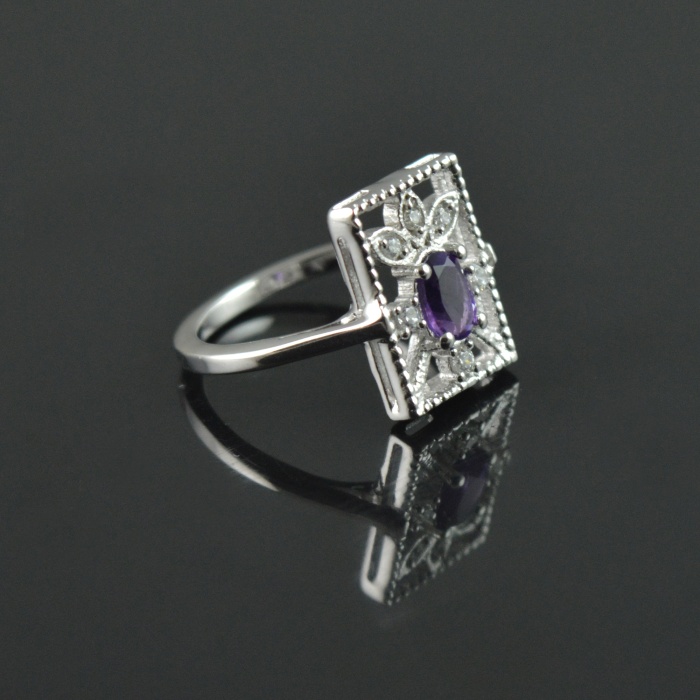 Natural Amethyst/Zircon 925 Sterling Silver Ring Set | Save 33% - Rajasthan Living 9