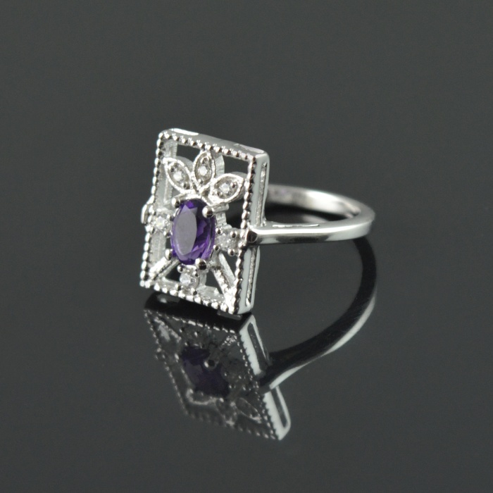 Natural Amethyst/Zircon 925 Sterling Silver Ring Set | Save 33% - Rajasthan Living 8