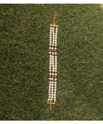 White Pearl Beads With Pink Z Stone Bracelet | Save 33% - Rajasthan Living 3