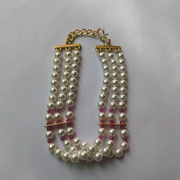 White Pearl Beads With Pink Z Stone Bracelet | Save 33% - Rajasthan Living 5