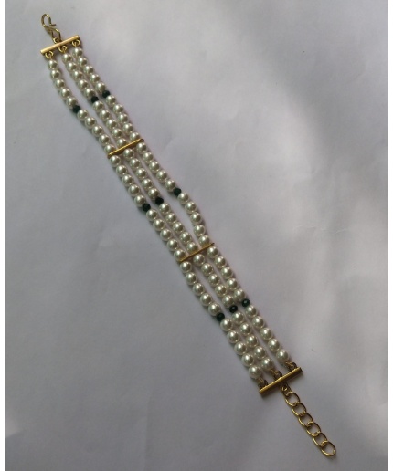 White Pearl Beads With Green Z Stone Bracelet | Save 33% - Rajasthan Living 7