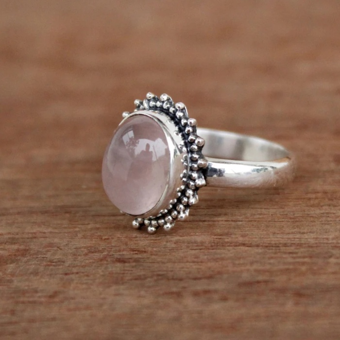 Natural Rose Quartz Ring, Sterling Silver 925 | Save 33% - Rajasthan Living 7