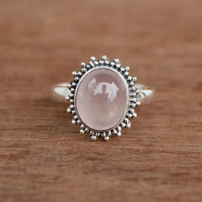 Natural Rose Quartz Ring, Sterling Silver 925 | Save 33% - Rajasthan Living 8