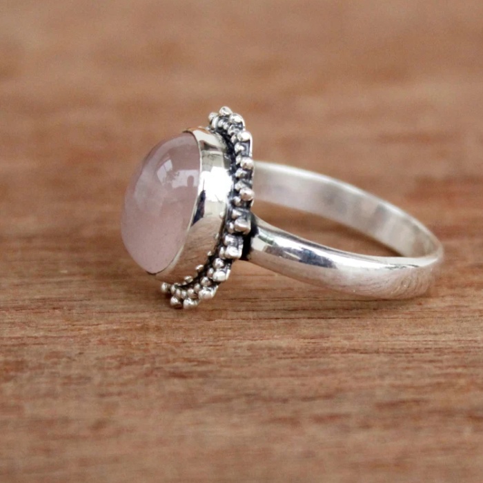 Natural Rose Quartz Ring, Sterling Silver 925 | Save 33% - Rajasthan Living 6