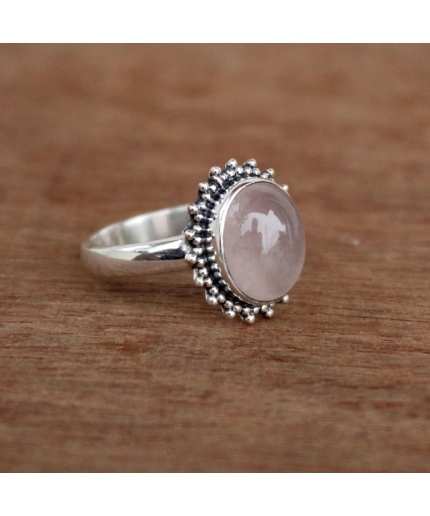 Natural Rose Quartz Ring, Sterling Silver 925 | Save 33% - Rajasthan Living