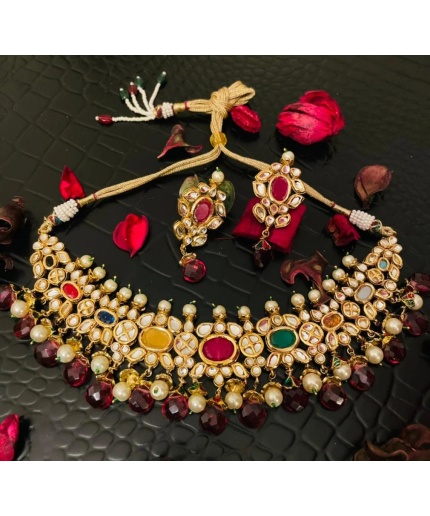 Navratan Kundan Choker/Sabyasachi Choker/ Indian Jewelry/Pakistani Jewelry/kundan Necklace/Kundan Jewelry/1gram Jewelry/Bollywood Jewelry | Save 33% - Rajasthan Living