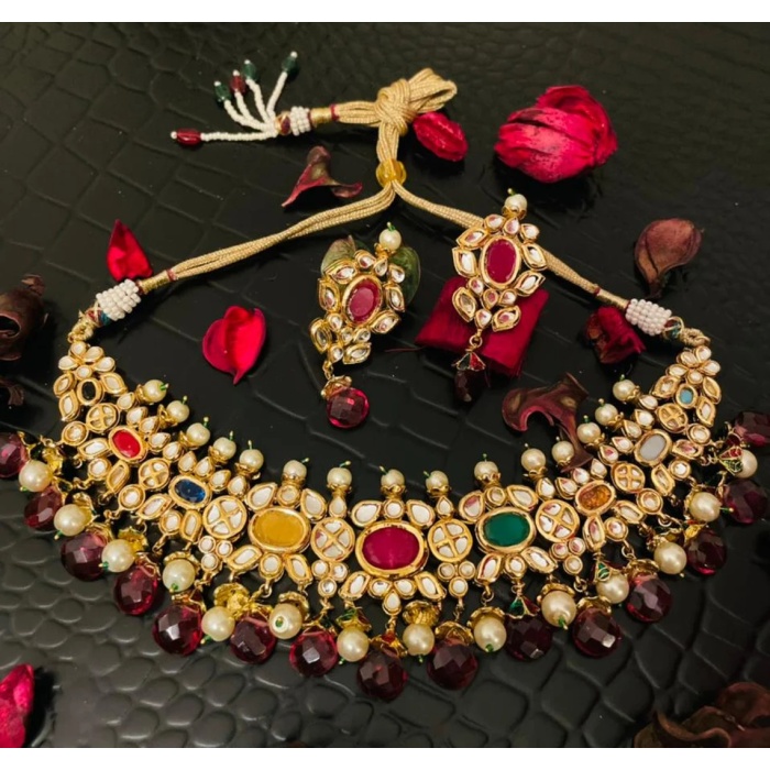 Navratan Kundan Choker/Sabyasachi Choker/ Indian Jewelry/Pakistani Jewelry/kundan Necklace/Kundan Jewelry/1gram Jewelry/Bollywood Jewelry | Save 33% - Rajasthan Living 5