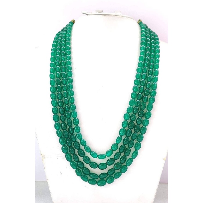 New Four Line Green Emerald Touch Long Necklace, Indian Jewellery, Emerald Jewellery, Indian Necklace, Multi Stand Necklace, New Year Sale | Save 33% - Rajasthan Living 6