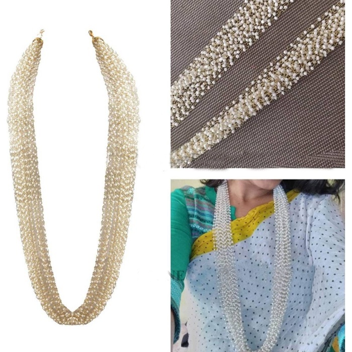 Indian Long White Multilayer Jewellery, Indian Necklace, Indian Choker, New Year Sale, Handmade Necklace Handcrafted | Save 33% - Rajasthan Living 9