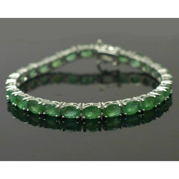 Natural Zambian Emerald Gemstone 925 Sterling Silver Tennis Bracelet | Save 33% - Rajasthan Living 8