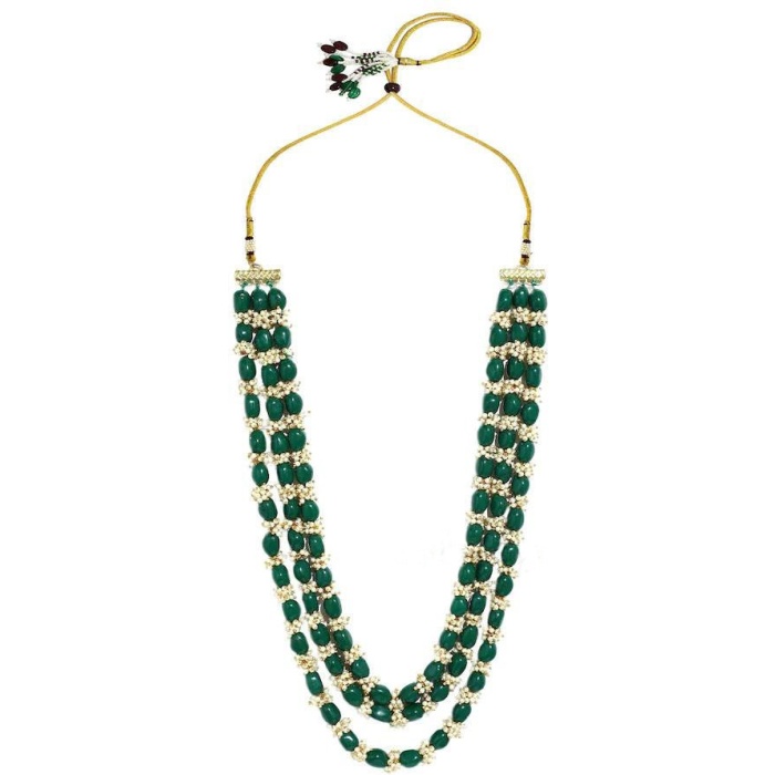 New There Line Green Emerald Touch Long Necklace, Indian Jewellery, Emerald Jewellery, Indian Necklace, Multi Stand Necklace, Wadding Wear | Save 33% - Rajasthan Living 7