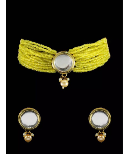 Round Kundan Handmade Bollywood Gold Jewelry, Indian Wedding Necklace, Bridal Choker, Kundan Necklace  Choker, Yellow Choker | Save 33% - Rajasthan Living