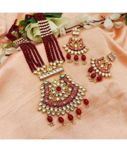 New Fashion Long Polki Necklace – Pearl Necklace – Kundan Necklace Set W/earrings – Indian Wedding Bridal Jewelry Kundan Meena | Save 33% - Rajasthan Living