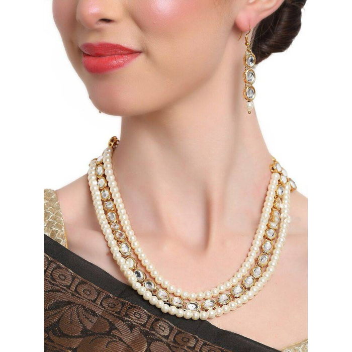 Royal Stunning Kundan Long Necklace Earrings Pearls White Designer Indian Jewelry Handmade Unique on Sale Bridal Wedding Fashion Pakistani | Save 33% - Rajasthan Living 7