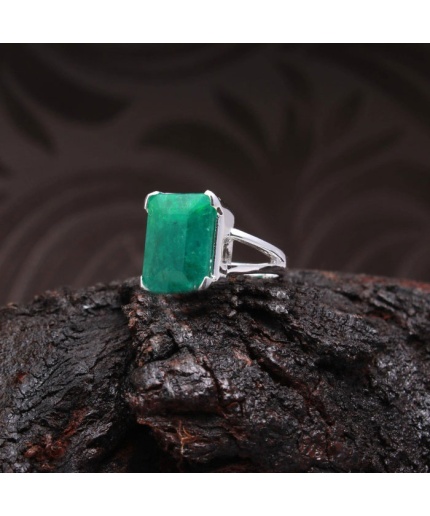 Emerald Cut Emerald Ring, Raw Emerald Engagement Ring, Emerald Ring, Real Vintage Emerald Cut Ring, Engagement Ring, Handmade Silver Ring | Save 33% - Rajasthan Living 3