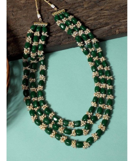 New There Line Green Emerald Touch Long Necklace, Indian Jewellery, Emerald Jewellery, Indian Necklace, Multi Stand Necklace, Wadding Wear | Save 33% - Rajasthan Living