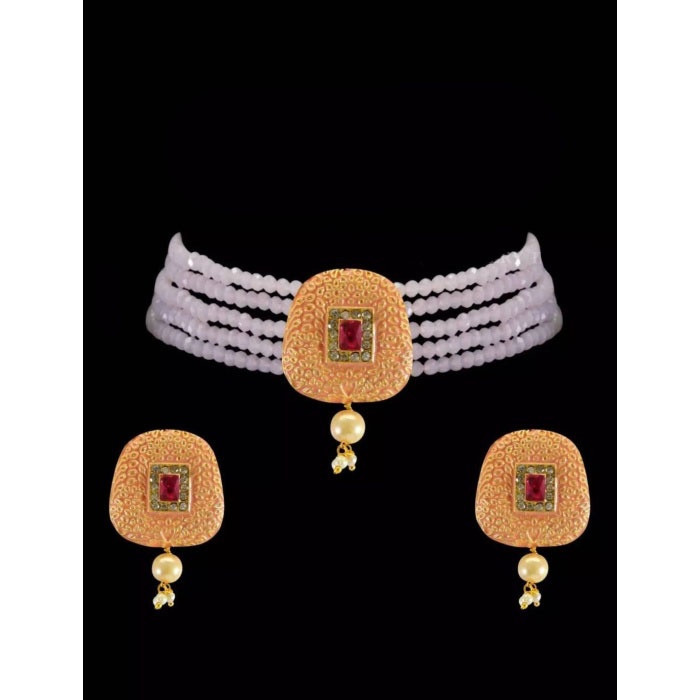 Kundan Choker, Orange Choker, Meenakari Choker, Indian Wedding Jewelry, Sabyasachi Necklace, Pakistani Jewelry, Ruby Choker and Earring | Save 33% - Rajasthan Living 5