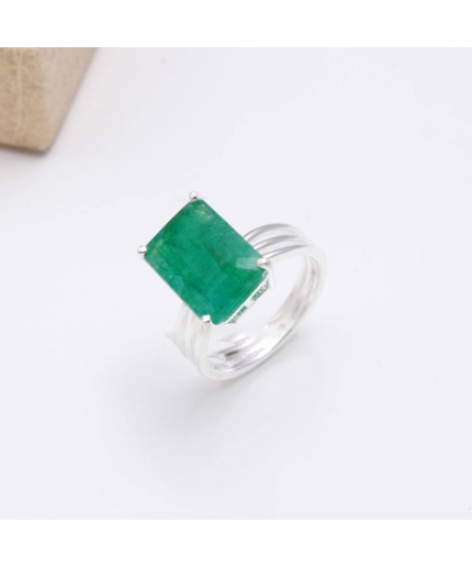 Emerald Cut Emerald Ring, Raw Emerald Engagement Ring, Emerald Ring, Real Vintage Emerald Cut Ring, Engagement Ring, Handmade Silver Ring | Save 33% - Rajasthan Living