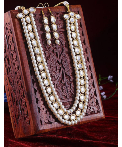 Royal Stunning Kundan Long Necklace Earrings Pearls White Designer Indian Jewelry Handmade Unique on Sale Bridal Wedding Fashion Pakistani | Save 33% - Rajasthan Living