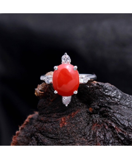 Red Coral Ring, Coral Ring, Statement Ring, Handmade Ring, Coral Jewelry, Personalized Gifts for Mom, Blackfriday Gift, Gemstone Coral Ring | Save 33% - Rajasthan Living