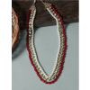 New Three Line White and Red Long Necklace, Indian Jewellery, Indian Necklace, Multi Stand Necklace, Long Necklace for Girls and Women | Save 33% - Rajasthan Living 8