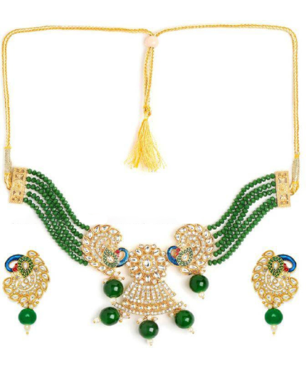 Peacock Design Stone Choker Necklace, Indian Choker Necklace Set for Women, Beads Necklaces for Bridesmaids Choker, Kundan Wedding Jewellery | Save 33% - Rajasthan Living 3