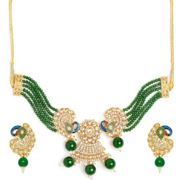 Peacock Design Stone Choker Necklace, Indian Choker Necklace Set for Women, Beads Necklaces for Bridesmaids Choker, Kundan Wedding Jewellery | Save 33% - Rajasthan Living 7