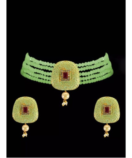 Kundan Choker, Mint Green Choker, Meenakari Choker, Indian Wedding Jewelry, Sabyasachi Necklace, Pakistani Jewelry, Ruby Choker and Earring | Save 33% - Rajasthan Living