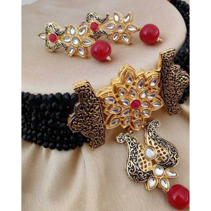 Beautiful Indian Kundan Black Colour Choker/ Indian Jewelry/ Indian Necklace/ Indian Choker/ Indian Wedding Necklace Set/ Kundan Choker | Save 33% - Rajasthan Living 5