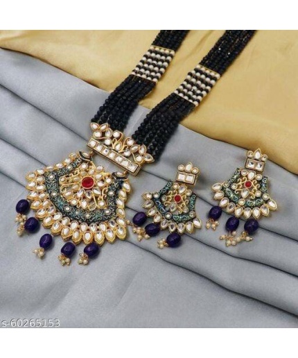 New Fashion Long Polki Necklace – Pearl Necklace – Kundan Necklace Set W/earrings – Indian Wedding Bridal Jewelry Kundan Meena | Save 33% - Rajasthan Living