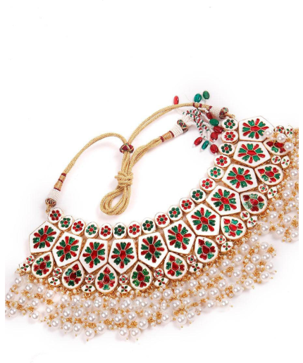 Indian Kundan Meena Handmade Necklace, Earrings With , Meenakari- Kundan Necklace/ Jewelry With Earrings, Rajwada Necklace, Bridal Jewellery | Save 33% - Rajasthan Living 3