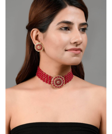 Indian Jewellery Bridal American Diamond & Cubic Zirconia Party Wear Gold-plated Designer Wedding Necklace Set With Earrings Choker Gift | Save 33% - Rajasthan Living