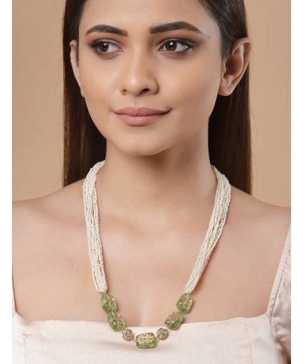 Indian Green Stone Necklace Set  Light Green Necklace/mint and White Stone Jewellery | Save 33% - Rajasthan Living