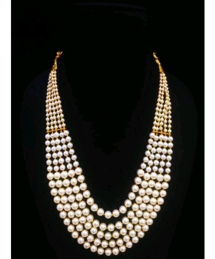 Vintage Pearl Beads Necklace With White Moti Mala Strand 5 Line India | Save 33% - Rajasthan Living 3