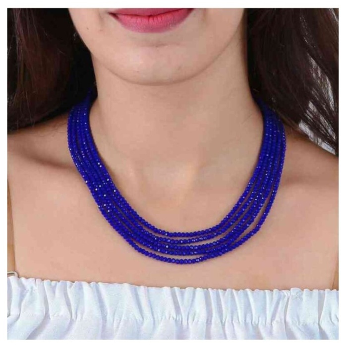 Blue Color 5 Line Casual Wear Necklace Looking Looking Unique for Girls and Women Gift for Her Velvet Box Gift Packing Maroon Necklace | Save 33% - Rajasthan Living 5