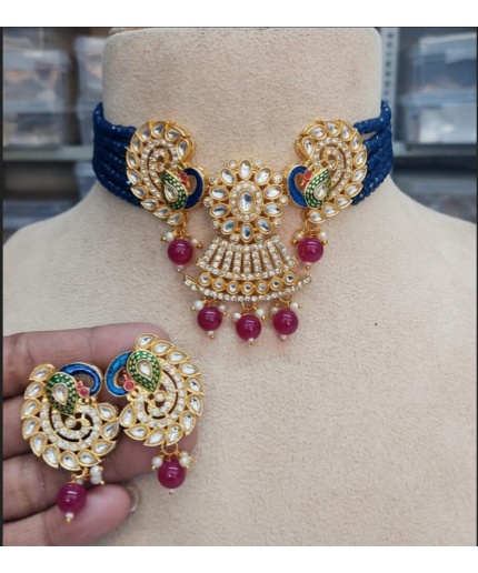 Peacock Design Stone Choker Necklace, Indian Choker Necklace Set for Women, Beads Necklaces for Bridesmaids Choker, Kundan Wedding Jewellery | Save 33% - Rajasthan Living