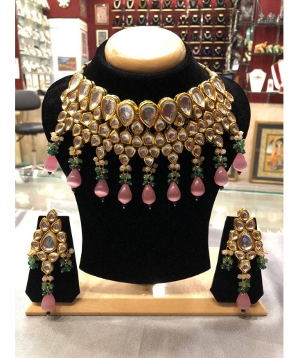 Ac Kundan Bridal Choker Set With Semi Precious Stones & Meena Work| Kundan Choker Set | Customisable Choker Set| Gold Plated| Dulhan Set | Save 33% - Rajasthan Living 3