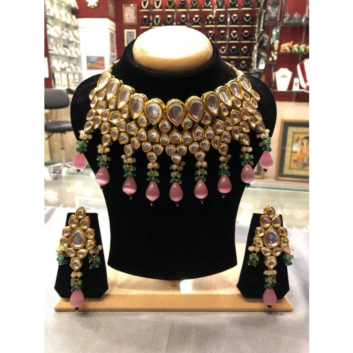 Ac Kundan Bridal Choker Set With Semi Precious Stones & Meena Work| Kundan Choker Set | Customisable Choker Set| Gold Plated| Dulhan Set | Save 33% - Rajasthan Living 6