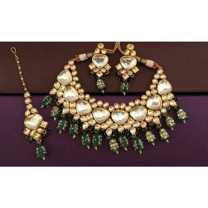 Fine Kundan Handmade Hand Work Meenakari Kundan Choker Emerald Semiprecious Stone/ Kundan/ Pearl/ Choker/ Necklace/ Dulhan Set/ Tranding | Save 33% - Rajasthan Living 8