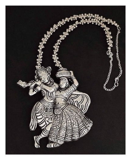 Oxidised Silver Radha Krishna Long Necklace by Sparkling Jewellery/ Indian Jewellery, Fashion Jewellery, Diwali Gift, Love Necklace | Save 33% - Rajasthan Living