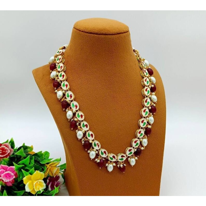 Polki Diamond Necklace Set- Adjustable Meenakari Kundan Necklace -pearl Cluster Necklace W/earrings- Traditional -bridal Bridesmaid Necklace | Save 33% - Rajasthan Living 7