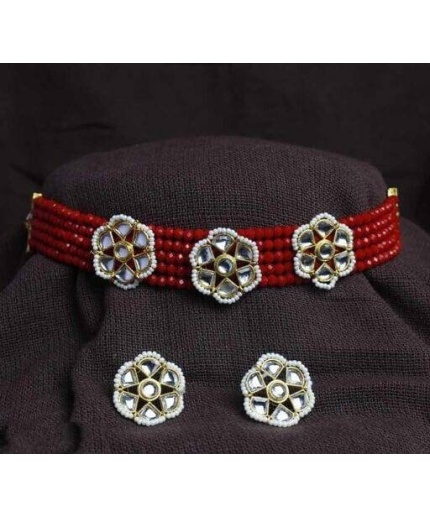 Kundan Beaded Layered Victorian Choker Necklace Set | Choker Necklace Earrings Set | Designer Indian Bollywood Bridal Jewelry | Wedding Gift | Save 33% - Rajasthan Living