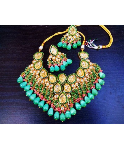 Kundan Meena Set, Green Kundan Bridal Set, Kundan Bridal Necklace Set, Customizable Kundan Bridal Sets, Royal Kundan Sets, Dulhan Set, New | Save 33% - Rajasthan Living 3