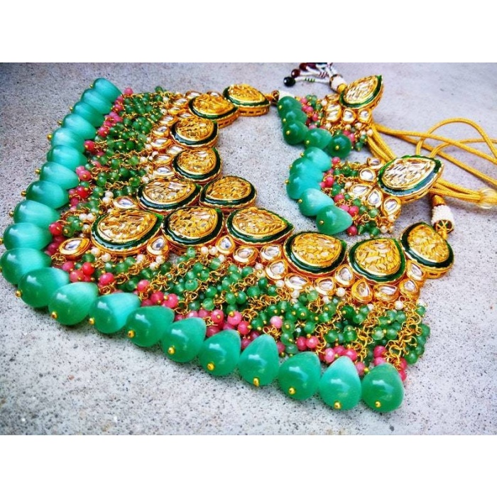 Kundan Meena Set, Green Kundan Bridal Set, Kundan Bridal Necklace Set, Customizable Kundan Bridal Sets, Royal Kundan Sets, Dulhan Set, New | Save 33% - Rajasthan Living 7