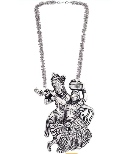 Oxidised Silver Radha Krishna Long Necklace by Sparkling Jewellery/ Indian Jewellery, Fashion Jewellery, Diwali Gift, Love Necklace | Save 33% - Rajasthan Living 3